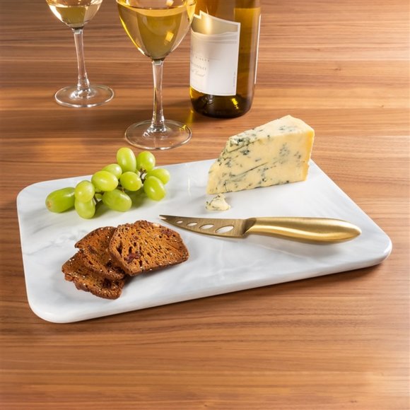 Ceramic marble cheese board with gold knife set - Picture 2 of 5